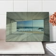 thumbnail image 2 of Modern Cutting Board, Empty Lounge Area Large Window and View of Sea Waves Rocks Art, Decorative Tempered Glass Cutting and Serving Board, Small Size, Beige Blue White, by Ambesonne, 2 of 5