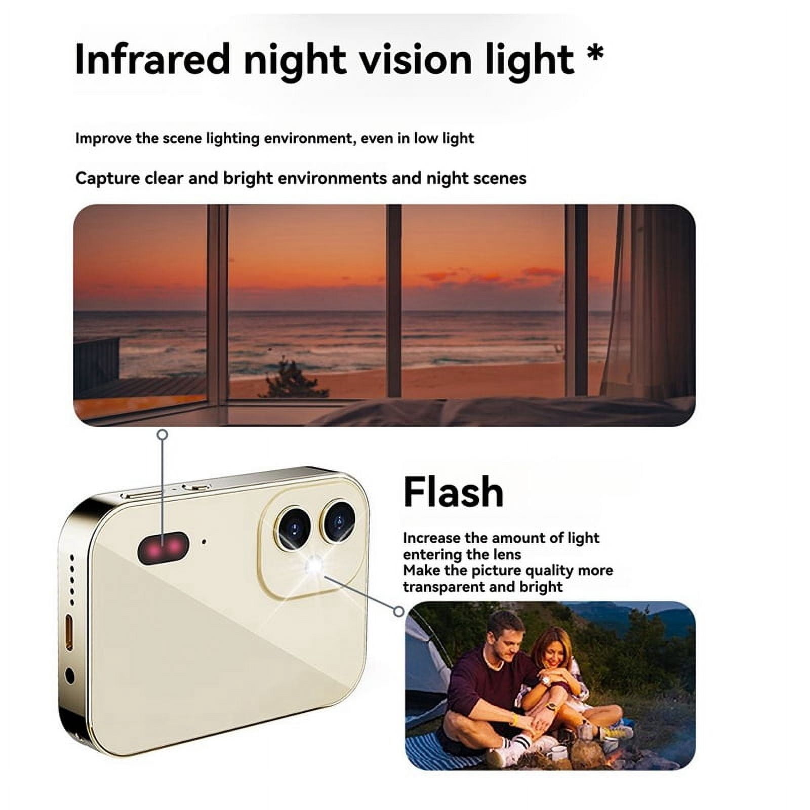 CCD Digital Camera 4K HD Camera Recorder Music Player Touch Control Screen Vlogging Camera Night Vision 64MP Camcorder B