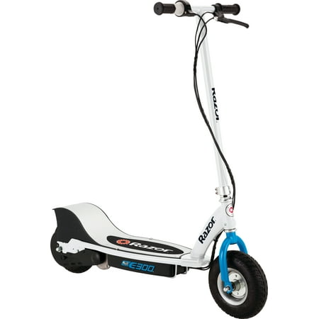 Razor E300 Electric Scooter - White  for Ages 13+ and up to 220 lbs  9  Pneumatic Front Tire  Up to 15 mph & up to 10-mile Range  250W Chain Motor  24V Sealed Lead-Acid Battery  Unisex