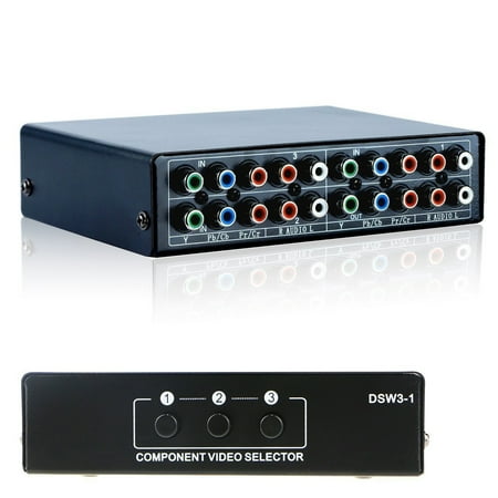 Av Splitter Box 3 in 1 Output Component 3 Port AV Video Switch Box Hub Splitter RGB Selector Converter for Xbox 360 Wii PS2 PS3 DVD ()
