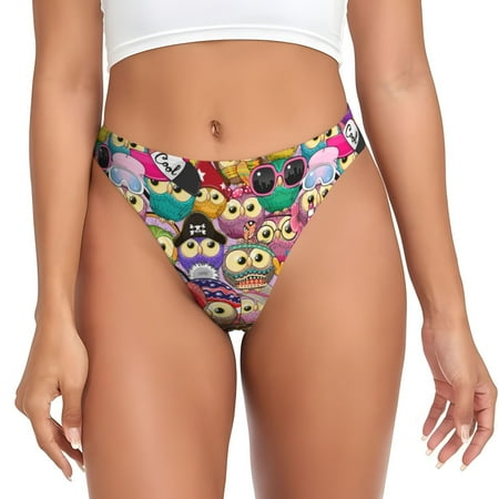 Sigee Cute Cartoon Owls for Women s G-String Panty  Low Rise  Soft Lace Perfect for Everyday Wear or Special Occasions-X-Large