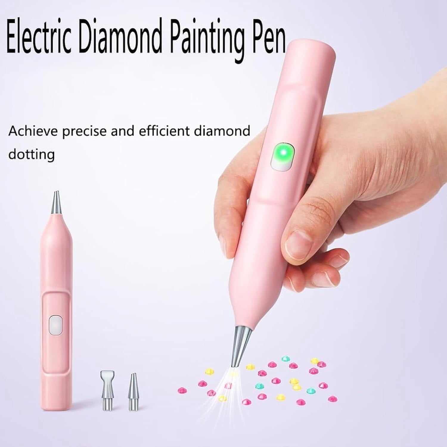 EzyPen - Electric Diamond Painting Pen with Vacuum Technology, IPX5 Waterproof Painter Diamond Art Pens Tools with 2 Replacement Tip & Tray, Adjustable Suction Mode, DIY Art Tool Kits