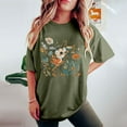 thumbnail image 4 of LEBONYARD Short Sleeve Womens Tops,Clothes under $5.00 fashion,Women's Fashion Summer Round Neck Drop Sleeves Leisure Short Sleeve Flower Printing Tops Army Green L, 4 of 6