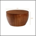 thumbnail image 3 of 31.50"Vintage Style Bucket Shaped Coffee Table with storage function, for Office, Dining Room and Living Room, Brown, 3 of 12