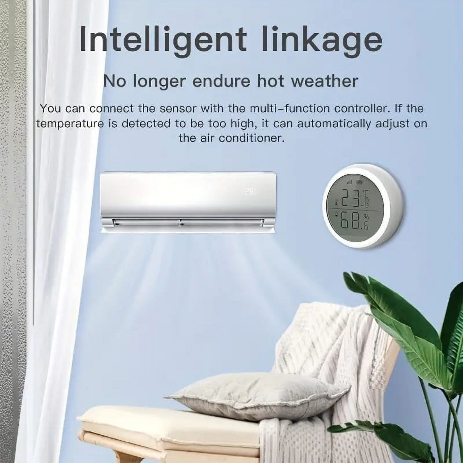 ZigBee 3.0 Thermometer Hygrometer Sensor with APP Alerts Tuya Smart Indoor Temperature and Humidity Monitor for Home