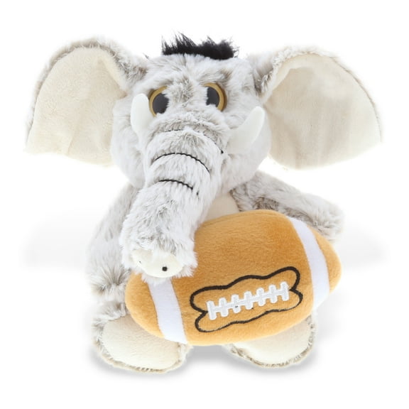 DolliBu Sitting Elephant Stuffed Animal with Football Plush - Soft Plush Huggable Elephant, Adorable Playtime Plush Toy, Cute Wildlife Gift, Football Plush Animal Toy for Kids, Adults - 9.5 Inch