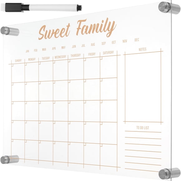 LOLIPPYY 1Set Clear Acrylic Dry Erase Office Board with Magnetic Fridge Calendar and Reusable Surface
