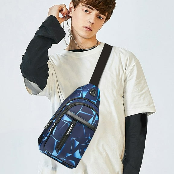 Kokovifyves Small Sling Backpack Crossbody Sling Bag Sling Multi-Layer Backpack Crossbody Bag Travel Hiking Backpack Chest Bag with Front Pocket USB Charging Port Lightweight Casual Shoulder Bag