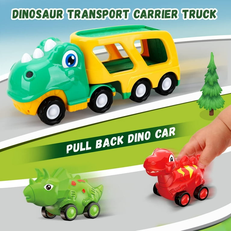 Dinosaur Toys for Kids Dinosaur Carrier Playset 3 Pull Back Car