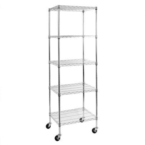 image: Seville Classics 5-Tier UltraZinc  NSF Steel Wire Shelving with Wheels