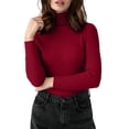 thumbnail image 2 of XRoczxe Women Ribbed Turtleneck Long Sleeve Knit Top, Slim Fit Basic Pullover, Versatile Fall Winter Layering Sweater, 2 of 8