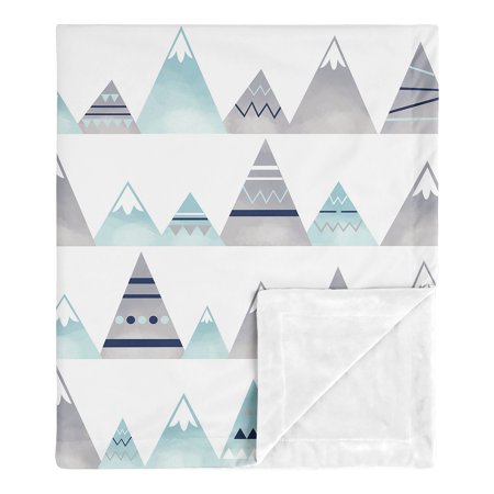 UPC: 0846480069683 | Mountains Grey and Aqua Baby Security Blanket by Sweet Jojo Designs