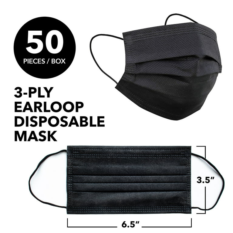 InterMask Disposable Premium 3-Ply ASTM Level 3 Mask, Black, Case