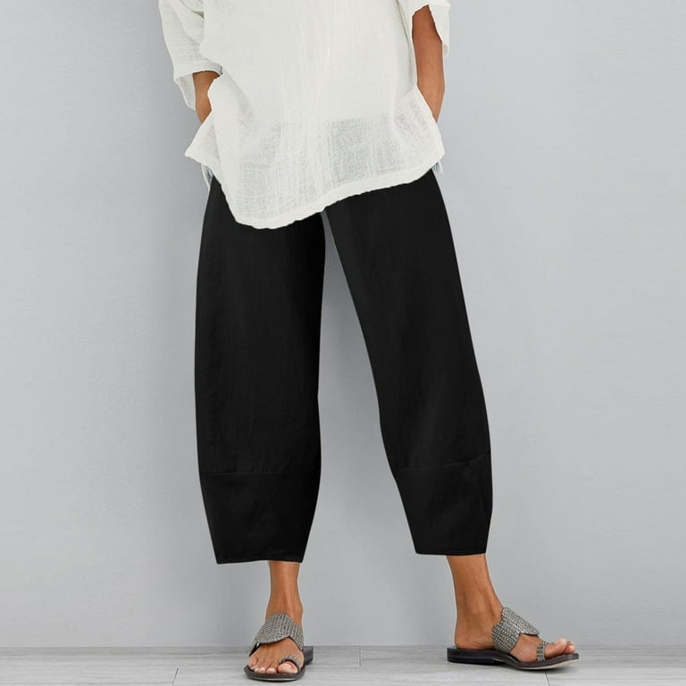 Hauaitttt Womens Daily Casual Solid Color Side Pockets Elastic Waist Pants  Long Trousers Extra Long Dress Pants for Women Womens plus Size Casual Pants  with Pockets Pants Women Casual Figure - Walmart.com