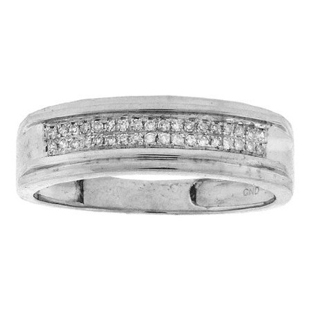 Sterling Silver 0.12ctw Shiny Diamond Micro Pave Step Edge Mens Band Ring