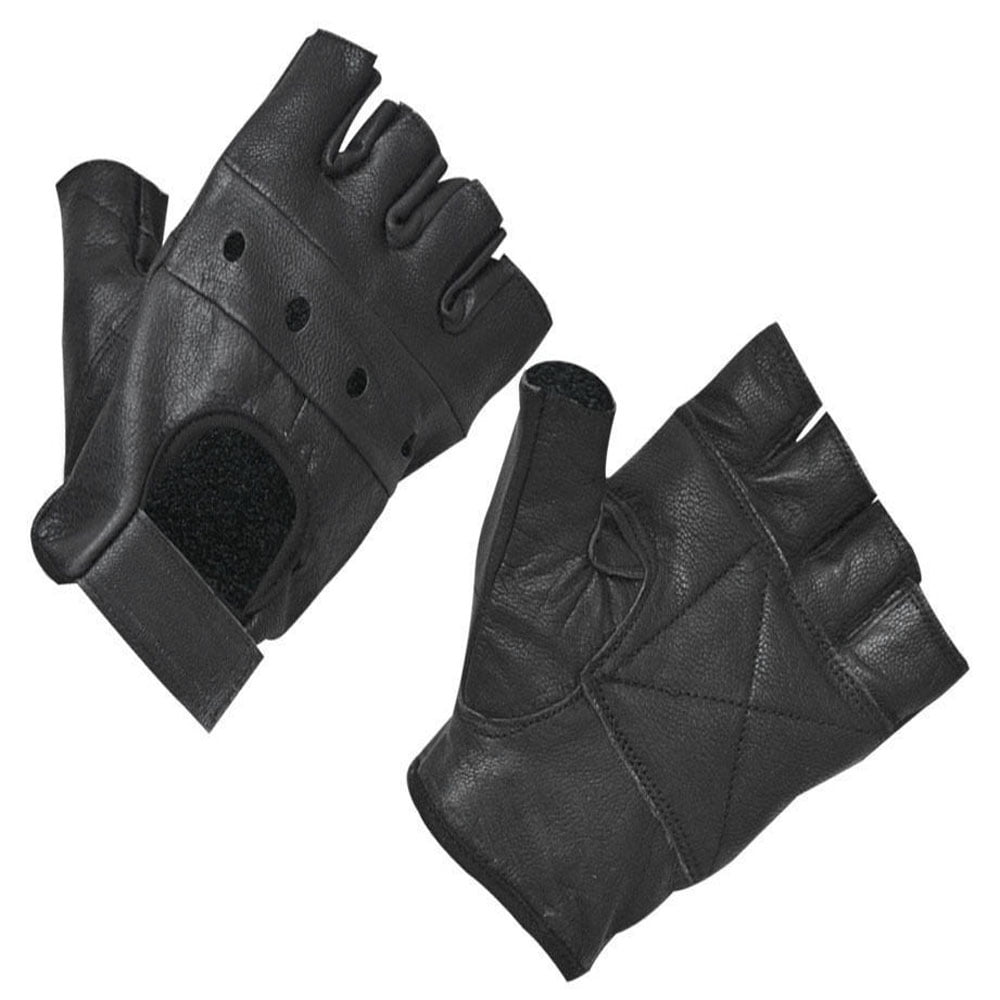Men´s Leather Gloves Half Finger Fingerless Stage Sports Driving Solid