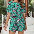 thumbnail image 2 of Leopard Print Pattern Pajama Set for Women 2 Piece Sleepwear Loungewear Short Sleeve, 2 of 7