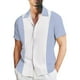 thumbnail image 1 of Camisas Para Hombre Manga Corta Camisa de manga corta de verano con de rayas impresas digitales en 3D para hombre Camisa informal de talla grande (Blue, M), 1 of 4