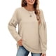 thumbnail image 3 of Sudadera de manga larga empalmada para mujer, Color puro, cuello redondo, Top informal para mujer para otoño invierno albaricoque M, 3 of 6
