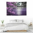 thumbnail image 4 of PRATYUS  Full Moon Over Ocean Tapestry Wall Hanging, Purple Japanese Cherry Blossom Wall Tapestry, Fantasy Asian Scenery Tapestry for Bedroom Living Room Dorm Home Decor, 60x40 Inch 60x40in, 4 of 7