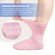 AMITOFO Womens Non-Slip Grip Socks,Non Slip Socks with Rubber Gripper Bottom,Ideal for Yoga, Pilates,Hospital Use,5-Pair Gripper socks,Size 9-11