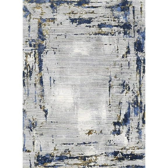 HR Abstract Rugs Boho abrash Rugs Marble Theme Gold Mocha Blue and Multi Color Luxury Livingroom Carpet Thick Pile and Ultra Soft Non-Shedding Rug