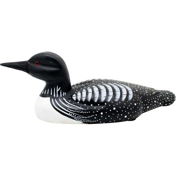 CVHOMEDECO. Primitives Hand Engraving and Painted Wood Loon Farmhouse Figurine Decorative Accent, 15 Inch