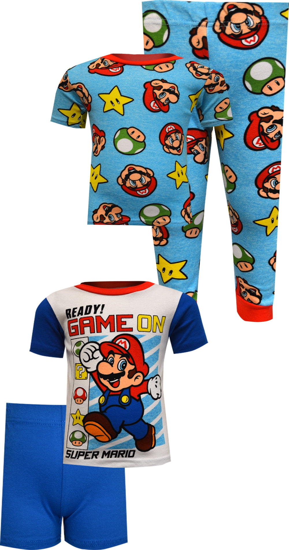 Favorite Characters Boys' Super Mario Game On 4 Piece Cotton Pajamas ...