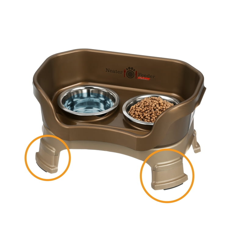 NEATER PETS Neater Feeder Deluxe Elevated & Mess-Proof Dog Bowls, Bronze,  7-cup & 9-cup 