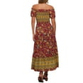 thumbnail image 3 of INSPIRE CHIC Women's Boho Dress Puff Short Sleeves Off-Shoulder Floral Smocked Maxi Sundress XS Red, 3 of 6