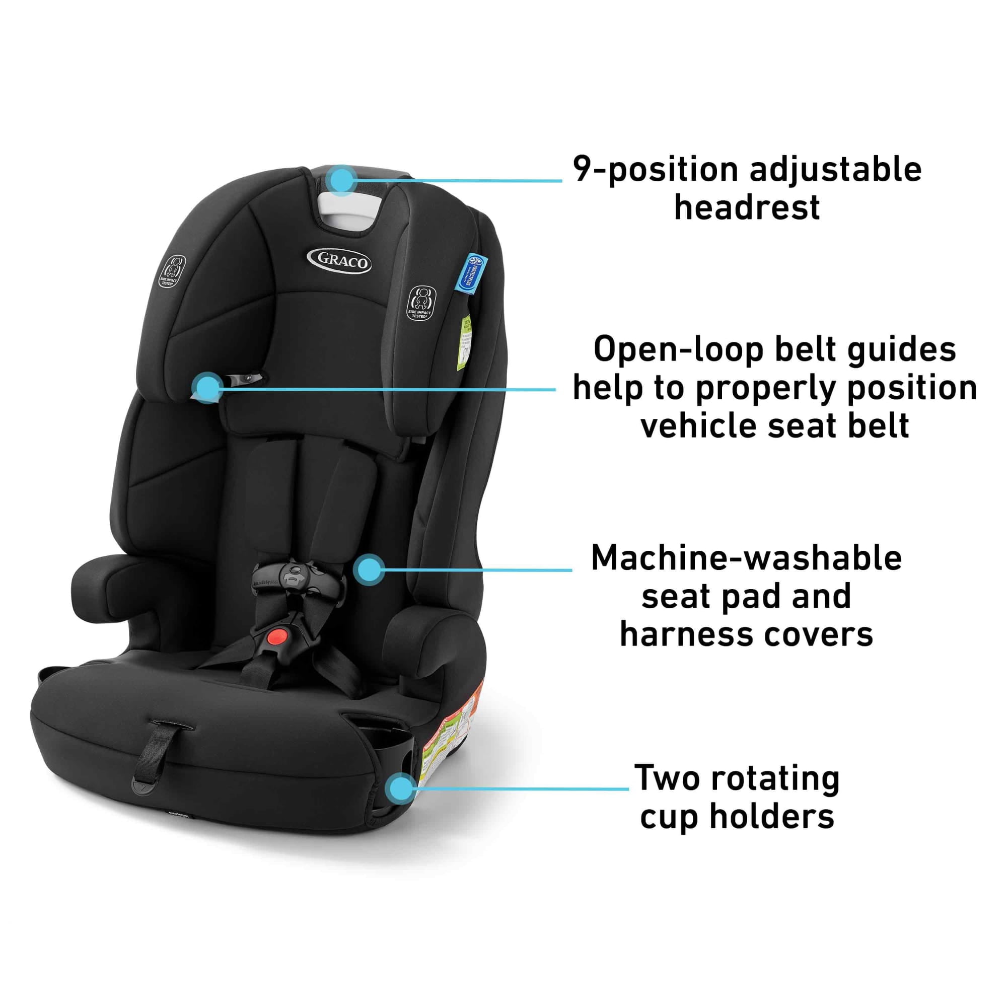 Graco Tranzitions 3-in-1 Harness Booster Car Seat, Proof, Black