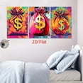 thumbnail image 4 of 2D Flat 3pcs Vibrant Money Bag Canvas Art Print - Frameless, Colorful Wall Decor for Modern Home, Office, or Party - Ideal for Halloween, Christmas, Party Wall Decor | Vibrant Wall Art | Frameless C, 4 of 4
