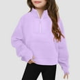 thumbnail image 2 of Towmus Girls Sweatshirt Oversized Sweatshirts Half Zip Pullover Tops for Juniors Long Sleeve Drop Shoulder Fleece Workout Pullover Solid Sweatshirt, 2 of 5
