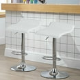 thumbnail image 3 of Gymax 2PCS Adjustable Swivel Bar Stools Backless PU Leather White, 3 of 10