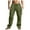 Olive Green, variant on WREESH Men's Cotton Linen Pants and Drawstring Elastic Waist Multi-Pocket Casual Cargo Pantss Olive Green