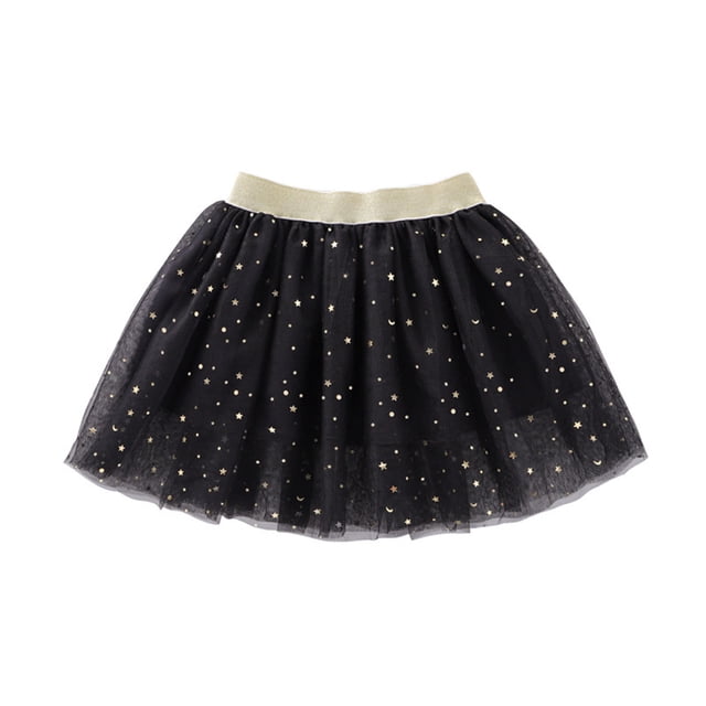 BOBOGOJP Tutu for Girls Girls Fashion Party Three Layer Ruffle Skirt Black, Size 2-3 Years