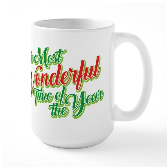 CafePress - Wonderful Time Of The Year Large Mug - 15 oz Ceramic Large White Novelty Mug