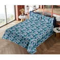 thumbnail image 4 of Ambesonne Tropical Fitted & Flat Sheet with Sham 3 Pcs Set, Colorful Art Banana Leaves, Twin, Teal Pale Pink and Navy Blue, 4 of 5