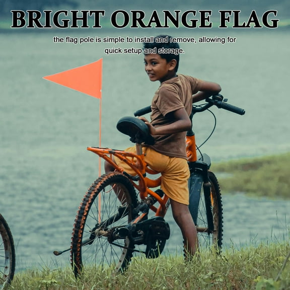 CIMAXIC Bicycle Flag For Children Orange Bike Safety Flag 1Set