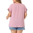 thumbnail image 4 of DARING DIVA Women's Plus Soft Tops with Swiss Dots Crew Neck  Casual Blouses L Pink, 4 of 6