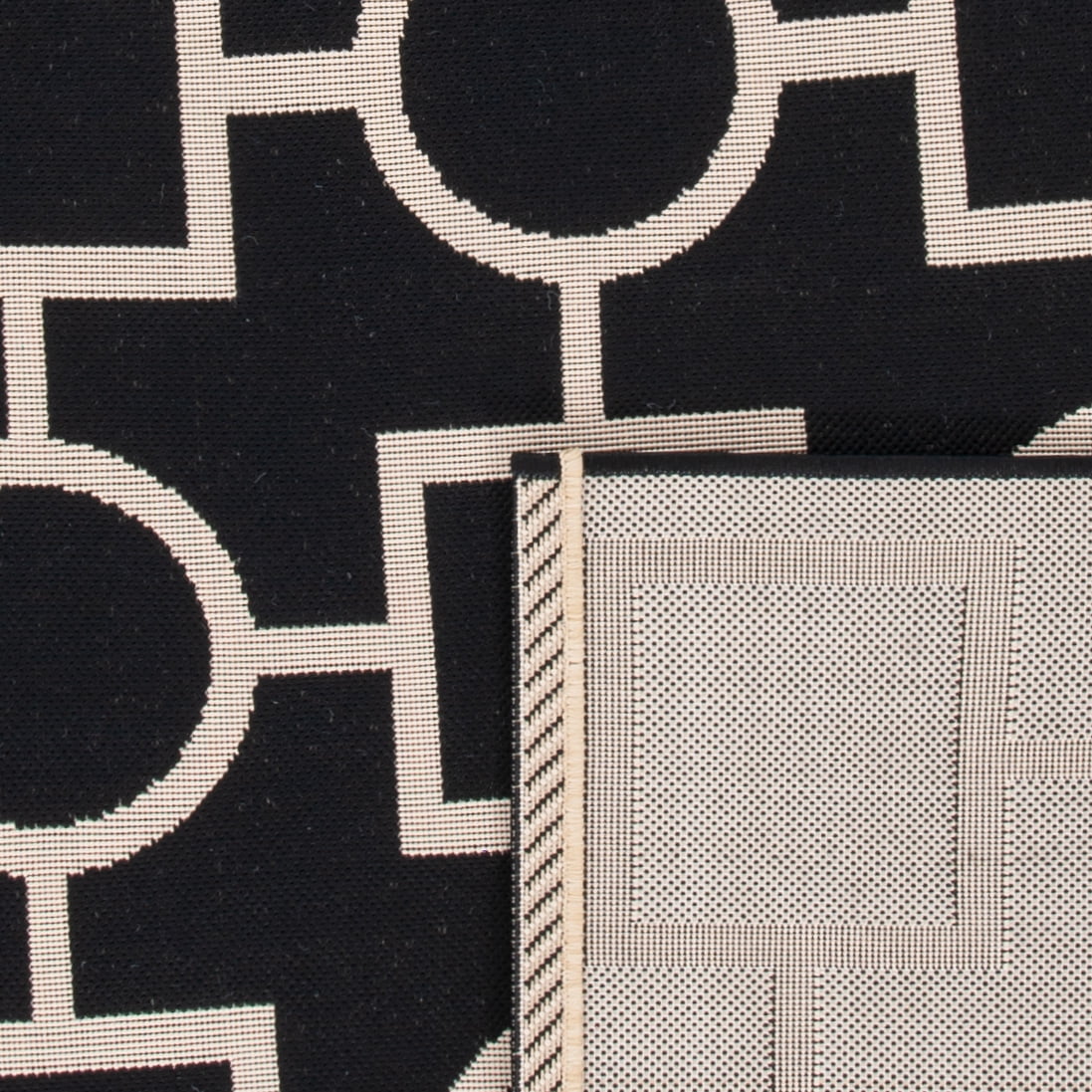 Safavieh Courtyard Archimedes Geometric Indoor/Outdoor Area Rug, Black/Beige, 7'10" x 7'10" Round