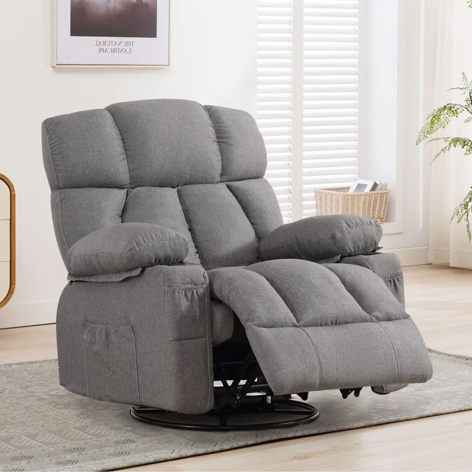 JONPONY Massage Rocker Recliner Chair with Vibration Massage and Heat Ergonomic Lounge Chair for Liv(图5)