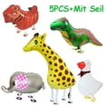 thumbnail image 2 of 5 animal walking balloons - giraffe + dinosaur + elephant + tiger + duck, 2 of 7