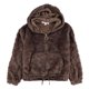 thumbnail image 1 of Crave Fame Womens Faux Fur 1/4 Zip Hoodie Sweatshirt, brnoverflw, Juniors, XS, 1 of 2