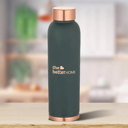100% Pure Copper Water Bottle 1 Liter, Green | BPA Free, Leak Proof - Green Bottle For School Kids | Non Plastic Bottles For Office | Water Bottal