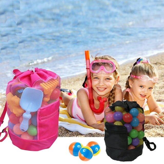 Vaidha Grand Sac de Plage en Maille, Anti-Sable, à Cordon, pour Piscine, Jouets, Balles, Sacs de Rangement