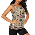 thumbnail image 2 of Xecao Coffee Makers Macaroons Chocolate print women's scoop neck, loose-fit workout tank tops for the gym., 2 of 9