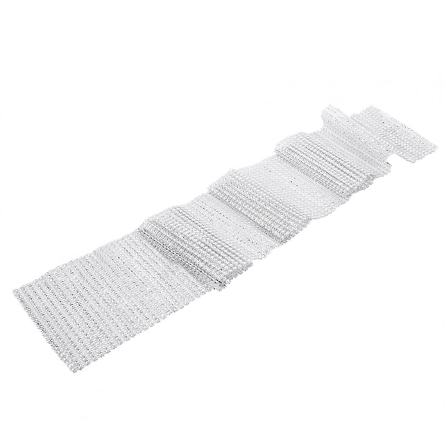 Flexible Bendable Ribbon Mesh Wrap 4.7 in x 35.4in Silver Rhinestone Ribbon, Mesh Ribbon, Ornament Cake Stands for Napkins Candle Holders