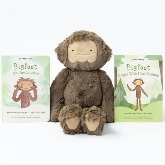 Slumberkins 14"" Bigfoot Kin & 2 Board Books Complete Set Bundle | Soft Plush Toy For Ages 0+ | Enhances Self-Esteem & Positive Relationships (Bigfoot Kin Plush + 2 Board Books)