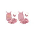 thumbnail image 2 of BemeyourBBs Baby Girl Cutest Little Sister Outfit Newborn Baby Girls Summer Clothes 0 3 6 12 18 Months Letter Embroidery Frills Sleeveless Waffle Romper Elastic Waist Ruffled Skirt Headband 3Pcs Set, 2 of 9